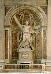 Statue av St. Andrew, ved foten av de fire søylene som støtter kuppelen, 1629-40
